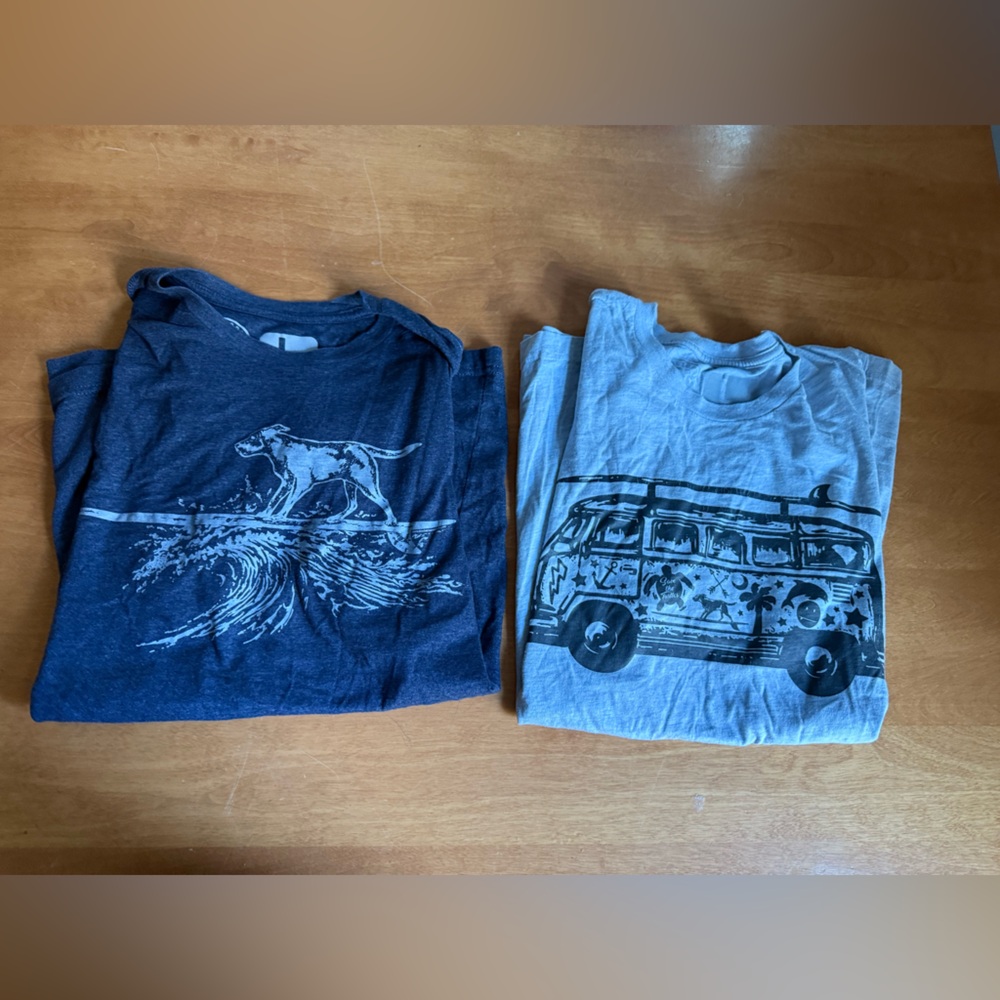 Casual Graphic Tees - Navy and Light blue